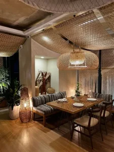 mẫu đèn mây tre đẹp phòng khách