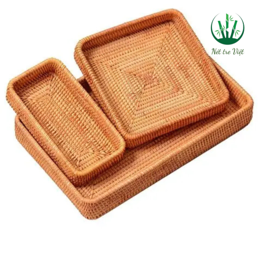 Khay đựng đồ ăn mây tre đan