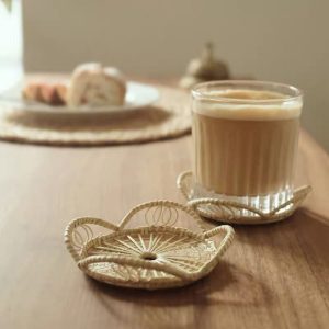 Khay đựng cốc mây tre đan