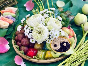 khay trang trí đồ cúng mây tre đan