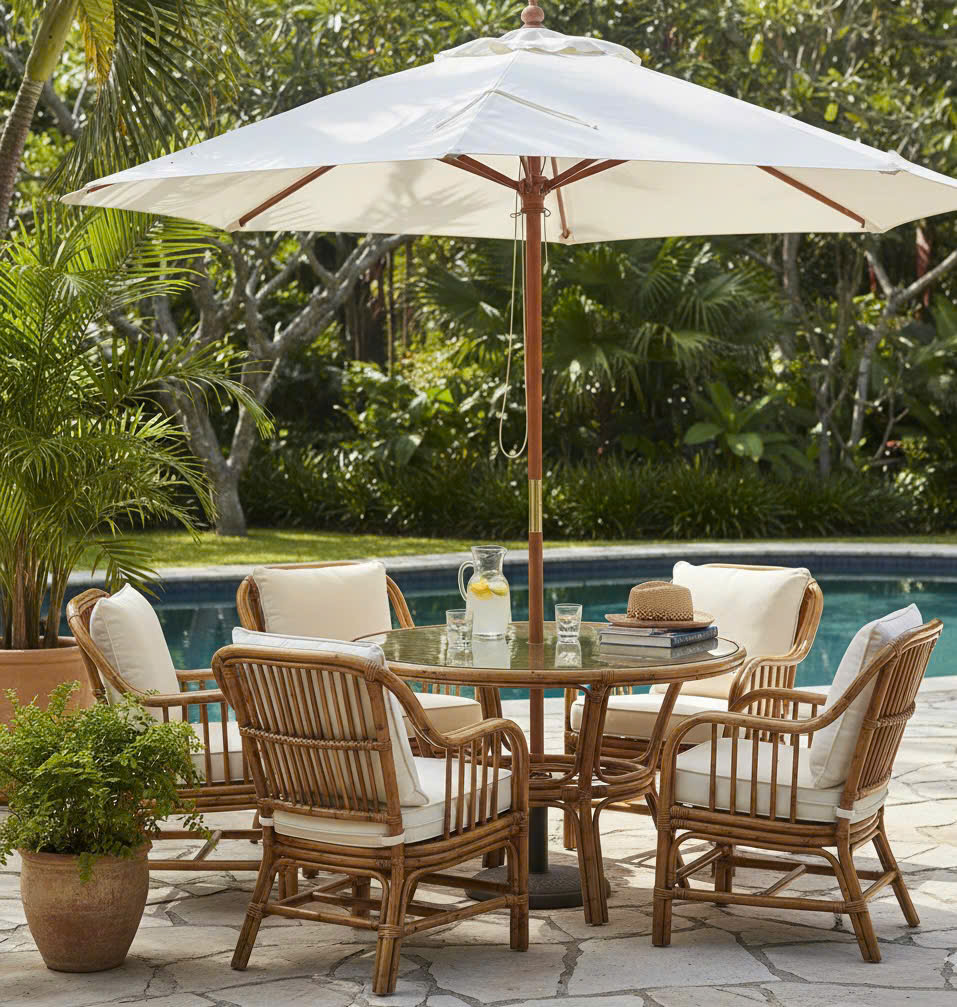 bàn ghế mây tre ngoài trời